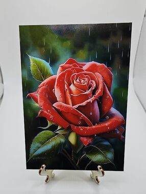 5x7 Red Rose Flower Floral Art Print‎